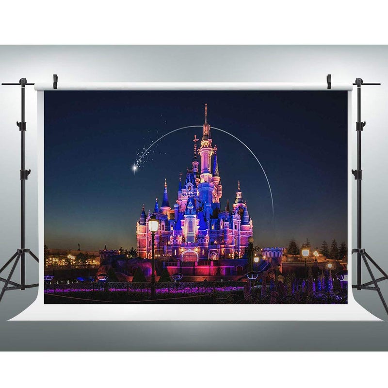EOA 5(W) x3(H) FT Disneyland Castle Backdrop for Birthday Party Supplies Disney Night Park Photography Background Baby Shower Children Portrait Cake Table Photo Booth Props - Image 1